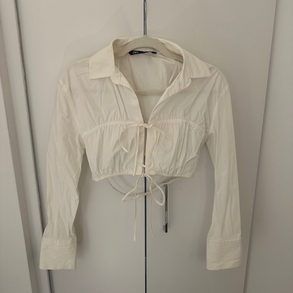 Zara Cropped Blouse with Tie Front